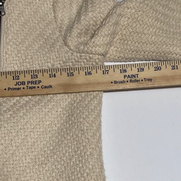 Anthropologie PIM + LARKIN Cream Wool Blend Jacket Coat XS Moto Old Money Woven - Picture 7 of 12